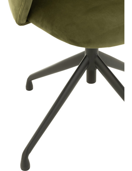 Chaise Turn en Velours Vert foncé Métal Noir - 5