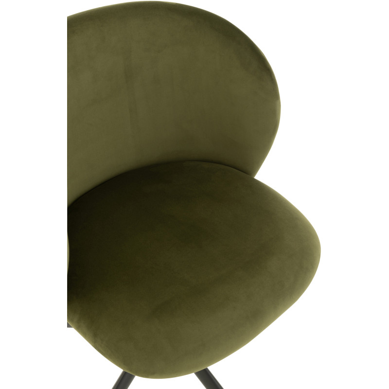Chaise Turn en Velours Vert foncé Métal Noir - 6