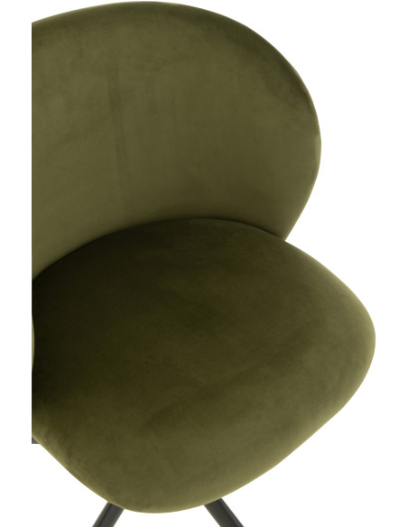 Chaise Turn en Velours Vert foncé Métal Noir - 6
