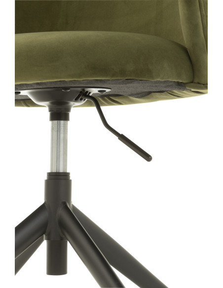 Chaise Turn en Velours Vert foncé Métal Noir - 7