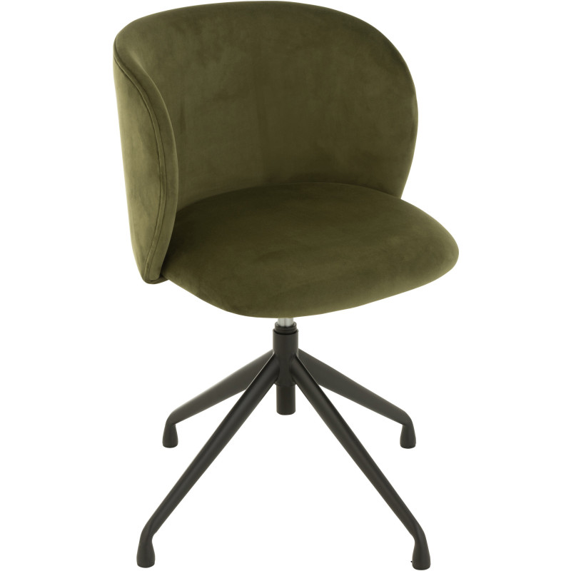 Chaise Turn en Velours Vert foncé Métal Noir - 8