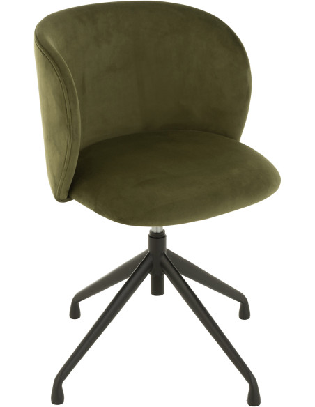 Chaise Turn en Velours Vert foncé Métal Noir - 8