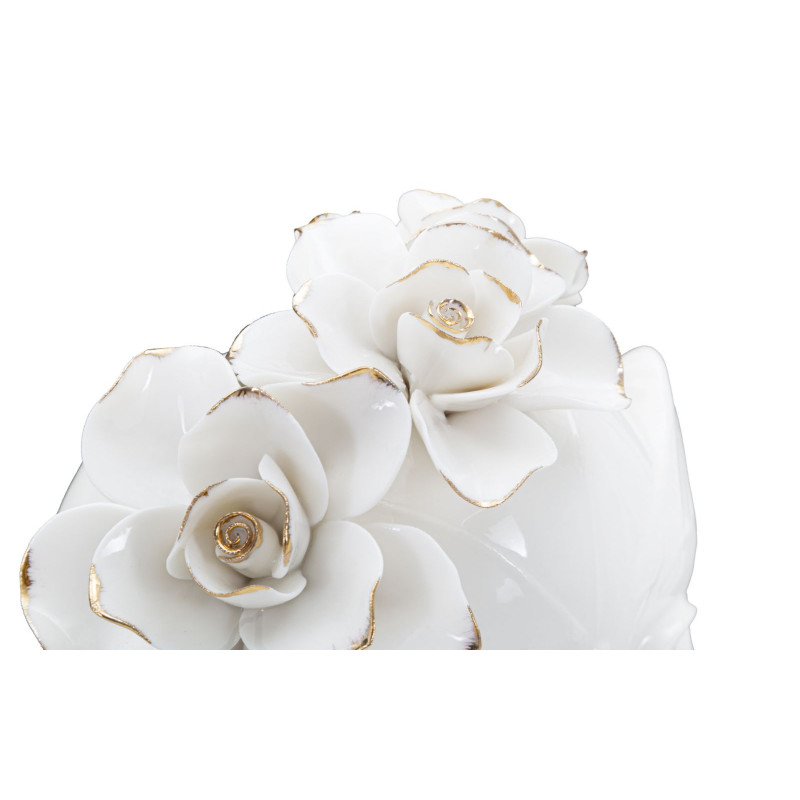 Vase original Femme avec Fleurs Rond Hauteur 27 cm en Porcelaine Blanc Doré Woman Mask 