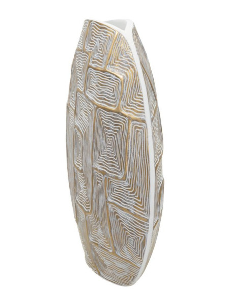 Vase moderne Rond Hauteur 44 cm en Résine Doré Blanc Eclips 