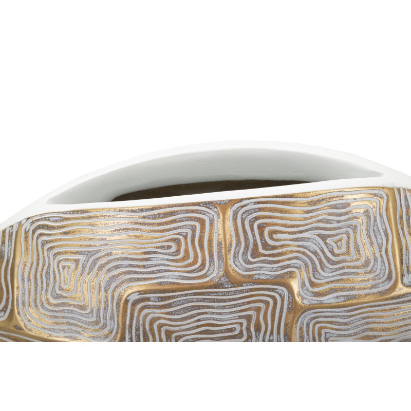 Vase moderne Rond Hauteur 44 cm en Résine Doré Blanc Eclips 