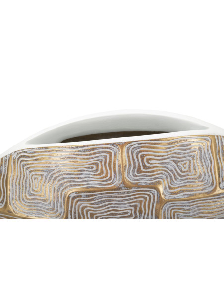 Vase moderne Rond Hauteur 44 cm en Résine Doré Blanc Eclips 