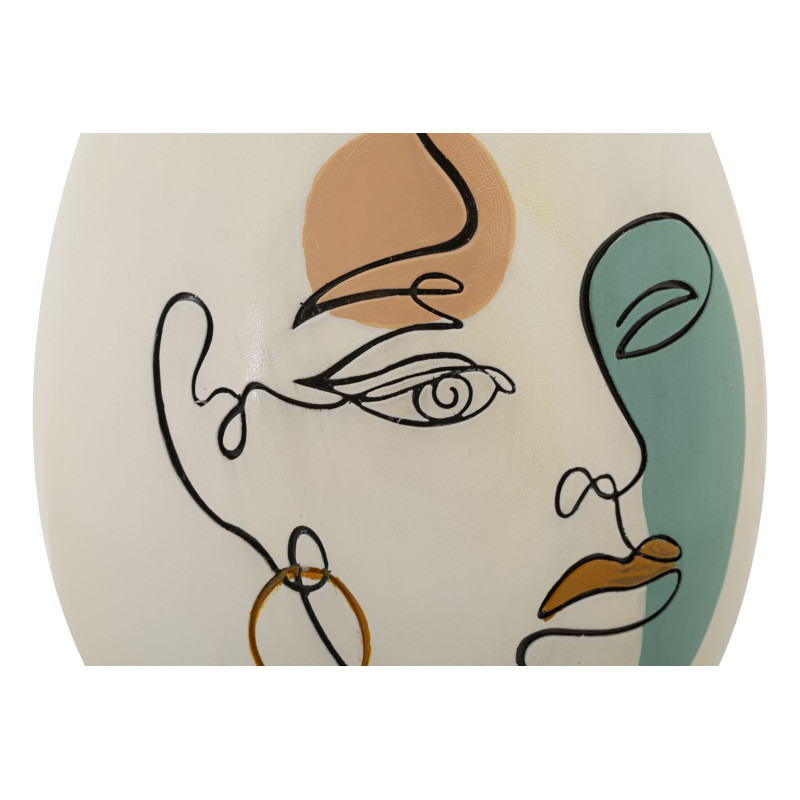 Vase original Visage abstrait Ovale Hauteur 29 cm en Résine Blanc Brigida 