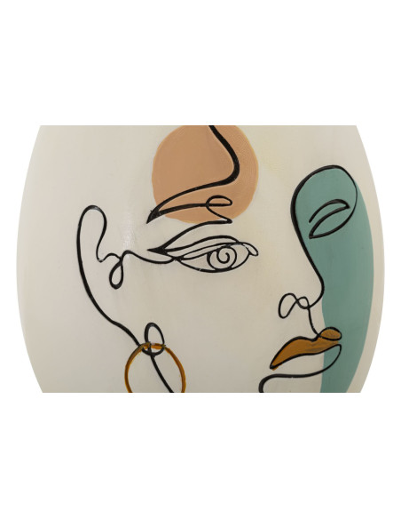 Vase original Visage abstrait Ovale Hauteur 29 cm en Résine Blanc Brigida 