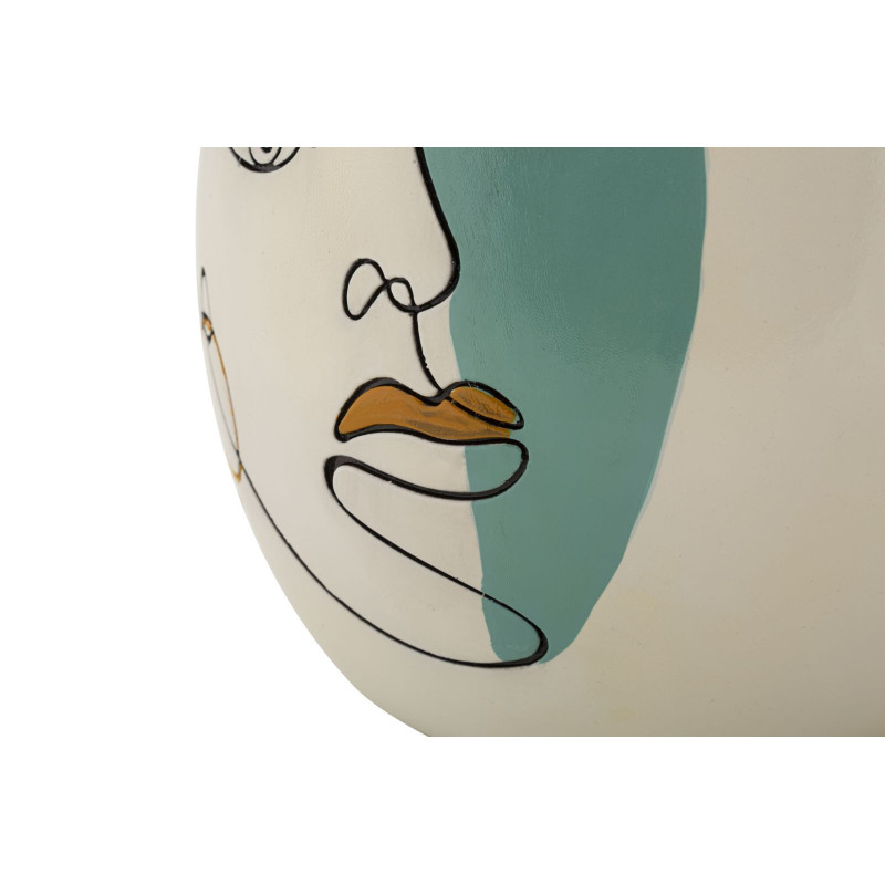 Vase original Visage abstrait Ovale Hauteur 29 cm en Résine Blanc Brigida 