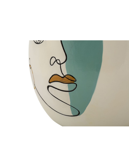 Vase original Visage abstrait Ovale Hauteur 29 cm en Résine Blanc Brigida 