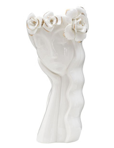 Vase original Femme avec Fleurs Rond Hauteur 29 cm en Porcelaine Blanc Woman Cute 