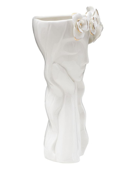 Vase original Femme avec Fleurs Rond Hauteur 29 cm en Porcelaine Blanc Woman Cute - 3