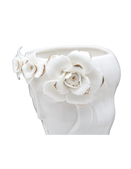 Vase original Femme avec Fleurs Rond Hauteur 29 cm en Porcelaine Blanc Woman Cute - 4