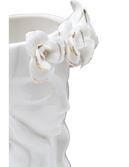 Vase original Femme avec Fleurs Rond Hauteur 29 cm en Porcelaine Blanc Woman Cute - 6