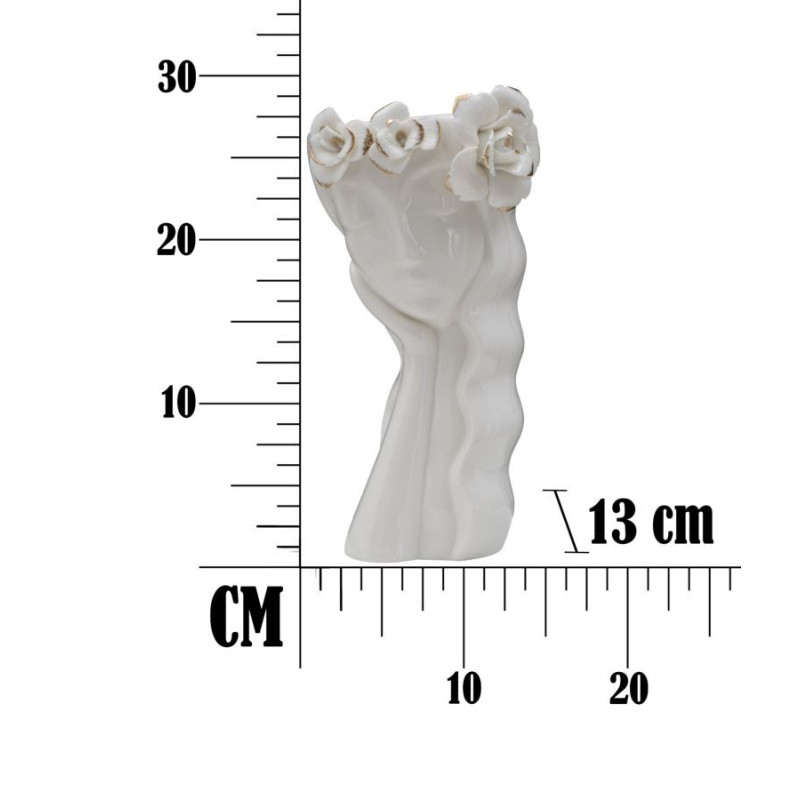 Vase original Femme avec Fleurs Rond Hauteur 29 cm en Porcelaine Blanc Woman Cute - 7