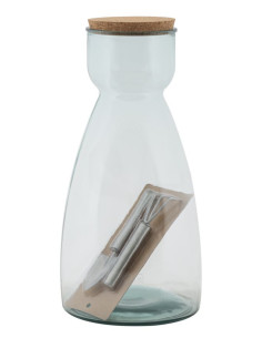 Vase Terrarium avec bouchon Bouteille Hauteur 43 cm en Verre recyclé Transparent Liège Naturel Garden 
