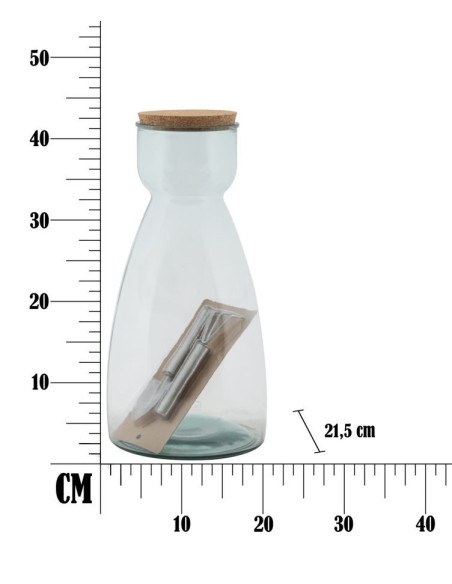 Vase Terrarium avec bouchon Bouteille Hauteur 43 cm en Verre recyclé Transparent Liège Naturel Garden 