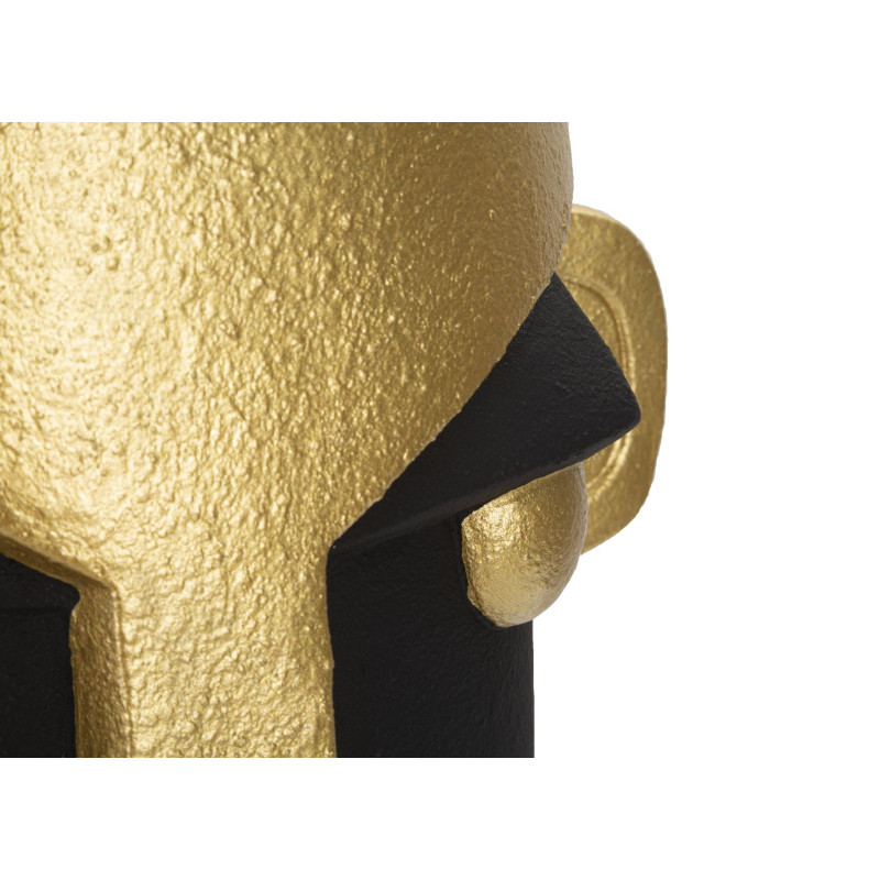 Vase original ethnique Visage Rond Hauteur 40 cm en Résine Noir Doré Tribal 