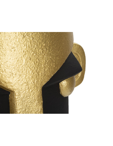 Vase original ethnique Visage Rond Hauteur 40 cm en Résine Noir Doré Tribal 