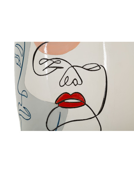 Vase original Visages abstraits Ovale Hauteur 38 cm en Résine Blanc Ciro 