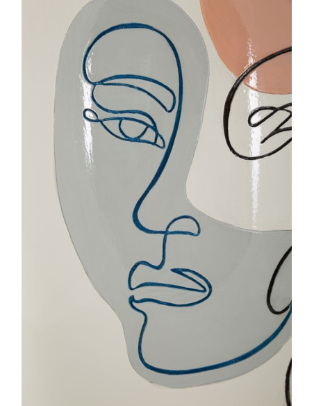 Vase original Visages abstraits Ovale Hauteur 38 cm en Résine Blanc Ciro 