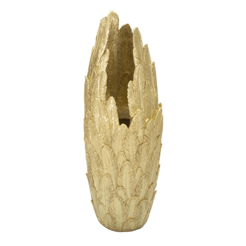 Vase moderne XXL Plumes Hauteur 91 cm en Résine Doré Piume Mauro Ferretti - 1