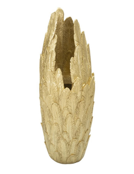 Vase moderne XXL Plumes Hauteur 91 cm en Résine Doré Piume Mauro Ferretti - 1