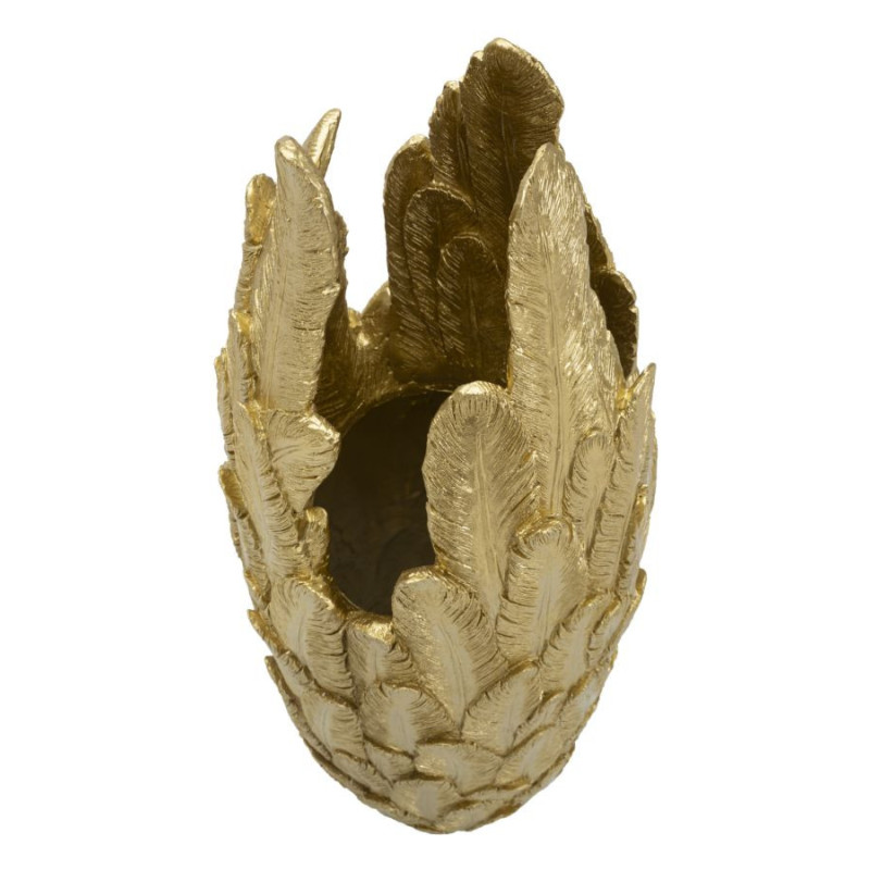 Vase moderne XXL Plumes Hauteur 91 cm en Résine Doré Piume Mauro Ferretti - 3