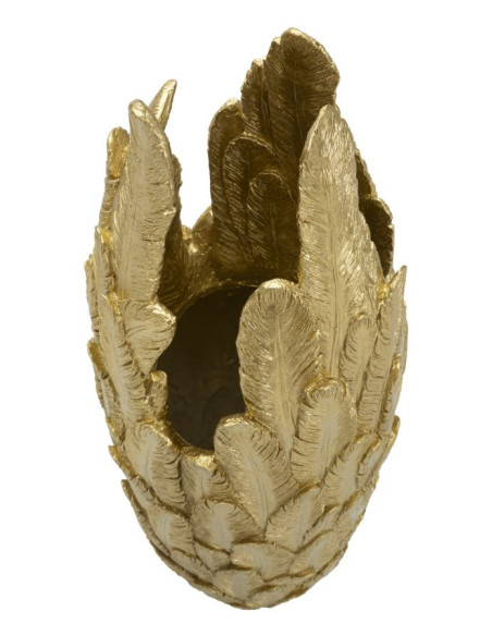 Vase moderne XXL Plumes Hauteur 91 cm en Résine Doré Piume Mauro Ferretti - 3