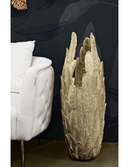 Vase moderne XXL Plumes Hauteur 91 cm en Résine Doré Piume Mauro Ferretti - 2