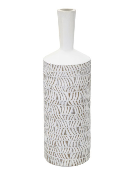 Vase moderne Bouteille Hauteur 49 cm en Résine Blanc Beige Nairobi 