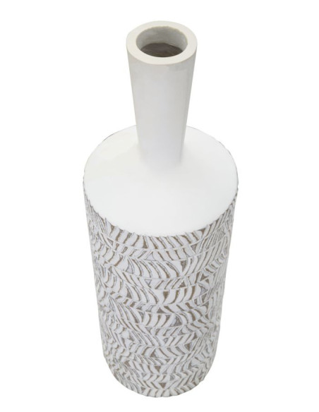 Vase moderne Bouteille Hauteur 49 cm en Résine Blanc Beige Nairobi 