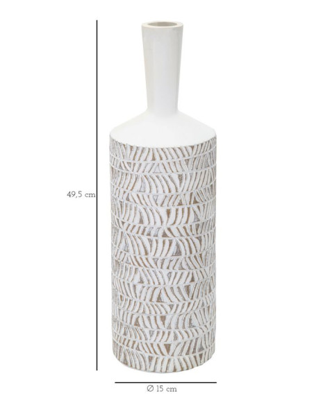 Vase moderne Bouteille Hauteur 49 cm en Résine Blanc Beige Nairobi 