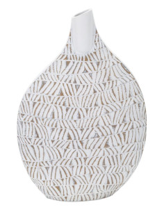 Vase moderne Rond Hauteur 46 cm en Résine Blanc Beige Nairobi 