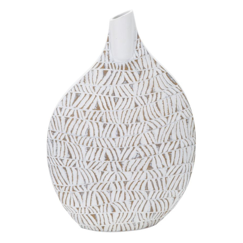 Vase moderne Rond Hauteur 46 cm en Résine Blanc Beige Nairobi 