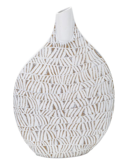 Vase moderne Rond Hauteur 46 cm en Résine Blanc Beige Nairobi 