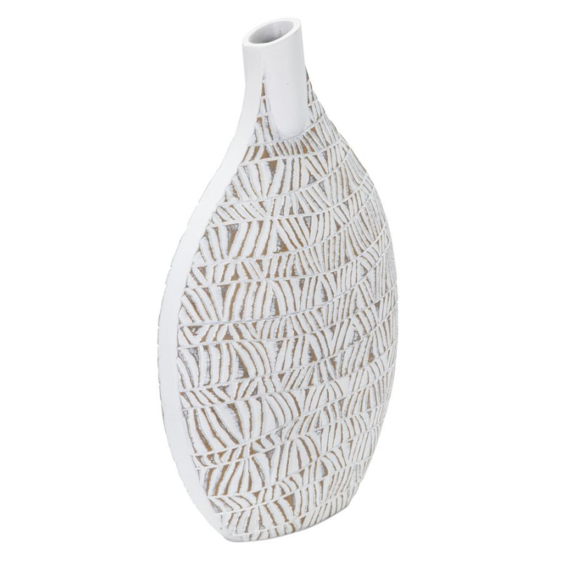 Vase moderne Rond Hauteur 46 cm en Résine Blanc Beige Nairobi 