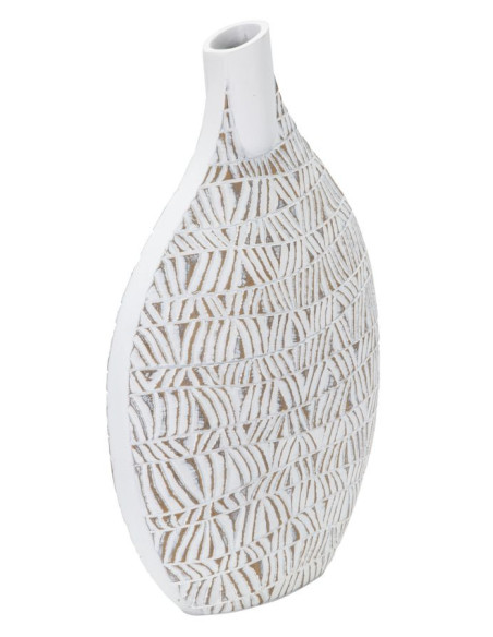 Vase moderne Rond Hauteur 46 cm en Résine Blanc Beige Nairobi 