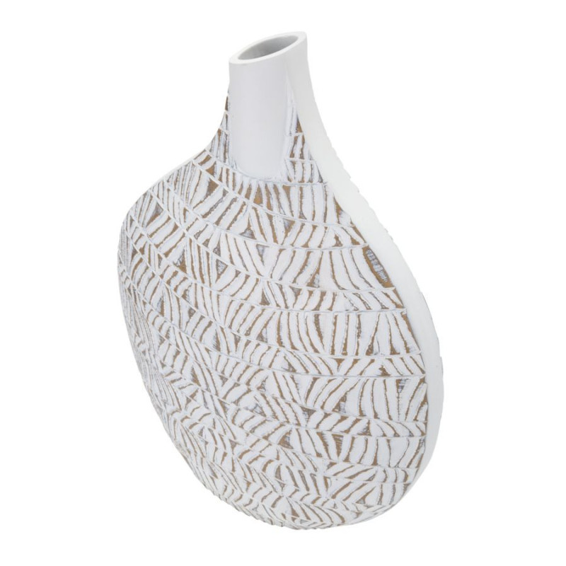 Vase moderne Rond Hauteur 46 cm en Résine Blanc Beige Nairobi 