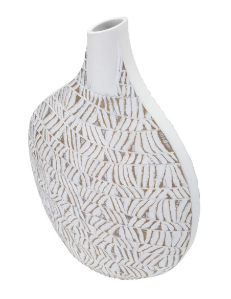Vase moderne Rond Hauteur 46 cm en Résine Blanc Beige Nairobi 