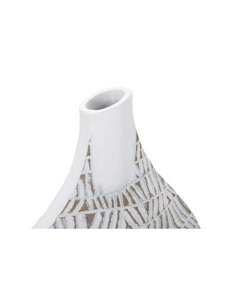 Vase moderne Rond Hauteur 46 cm en Résine Blanc Beige Nairobi 