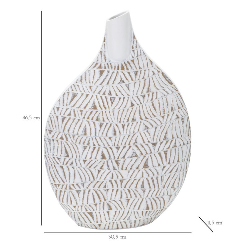 Vase moderne Rond Hauteur 46 cm en Résine Blanc Beige Nairobi 