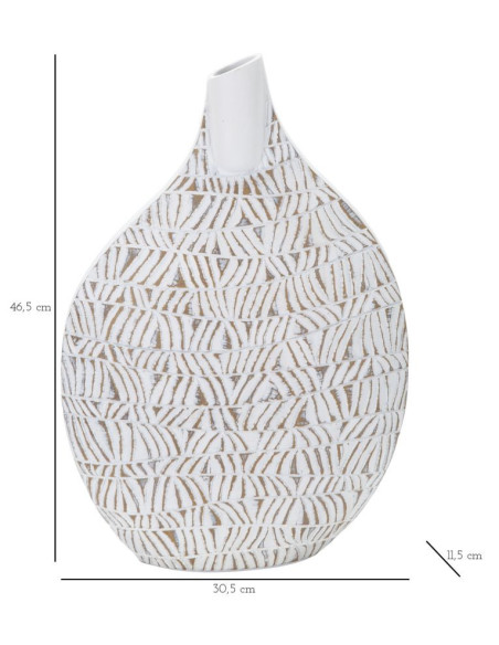 Vase moderne Rond Hauteur 46 cm en Résine Blanc Beige Nairobi 