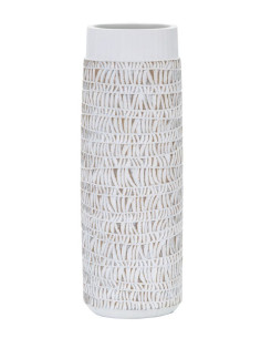 Vase moderne XL Ovale Hauteur 50 cm en Résine Blanc Beige Nairobi 