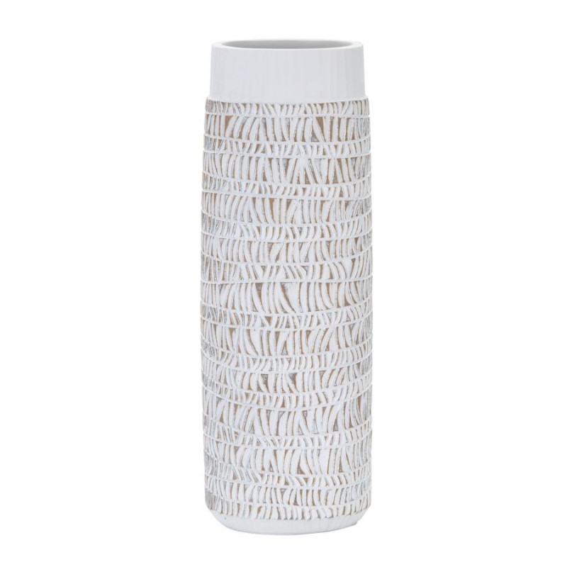 Vase moderne XL Ovale Hauteur 50 cm en Résine Blanc Beige Nairobi 