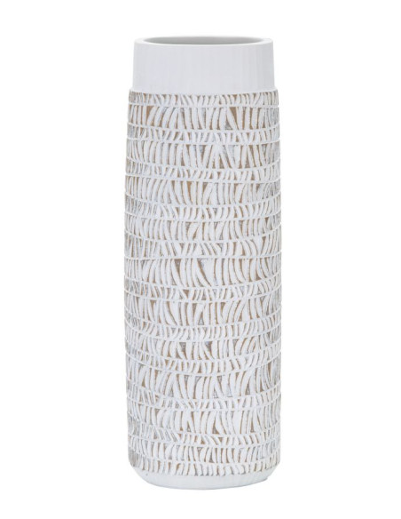 Vase moderne XL Ovale Hauteur 50 cm en Résine Blanc Beige Nairobi 