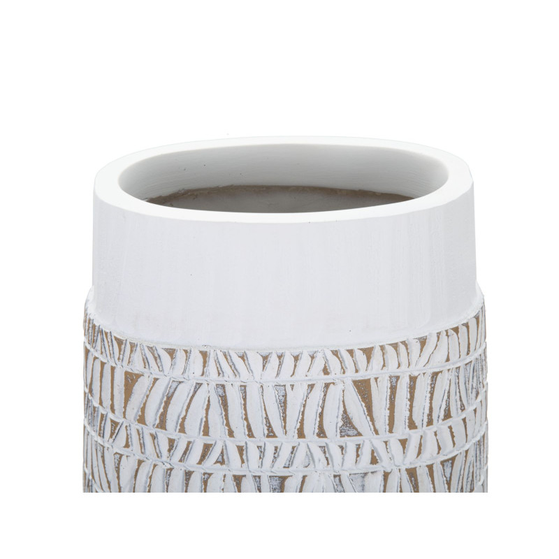 Vase moderne XL Ovale Hauteur 50 cm en Résine Blanc Beige Nairobi 