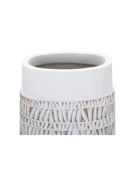 Vase moderne XL Ovale Hauteur 50 cm en Résine Blanc Beige Nairobi 