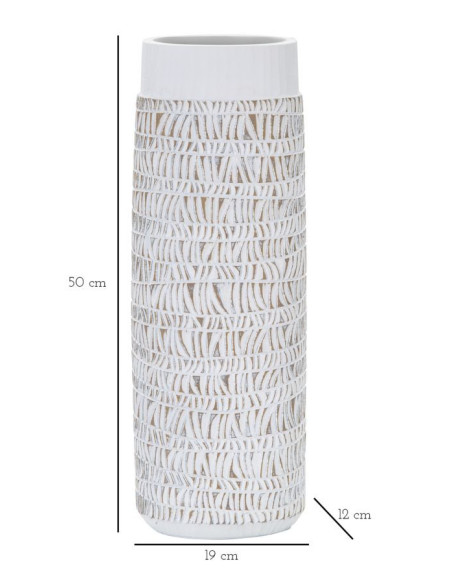Vase moderne XL Ovale Hauteur 50 cm en Résine Blanc Beige Nairobi 