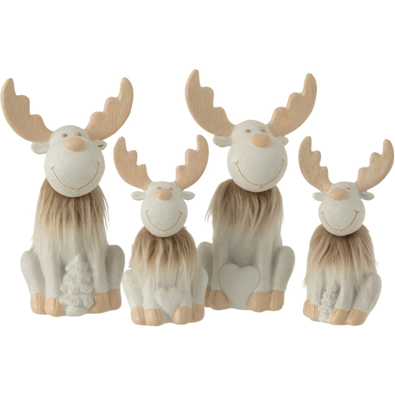 Statue déco XL Renne Weald en Résine Blanc Fourrure synthétique Beige (Lot de 2) - 2